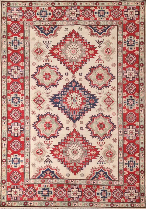 Geometric Kazak Living Room Area Rug 7x10