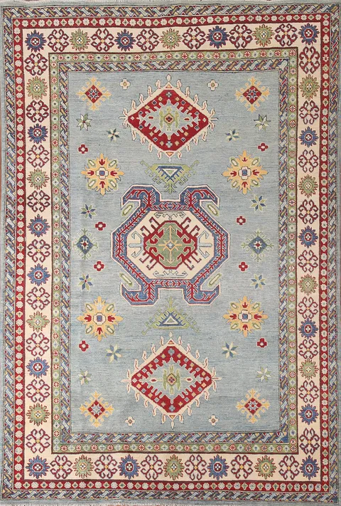 Light Blue Kazak Oriental Area Rug 7x10