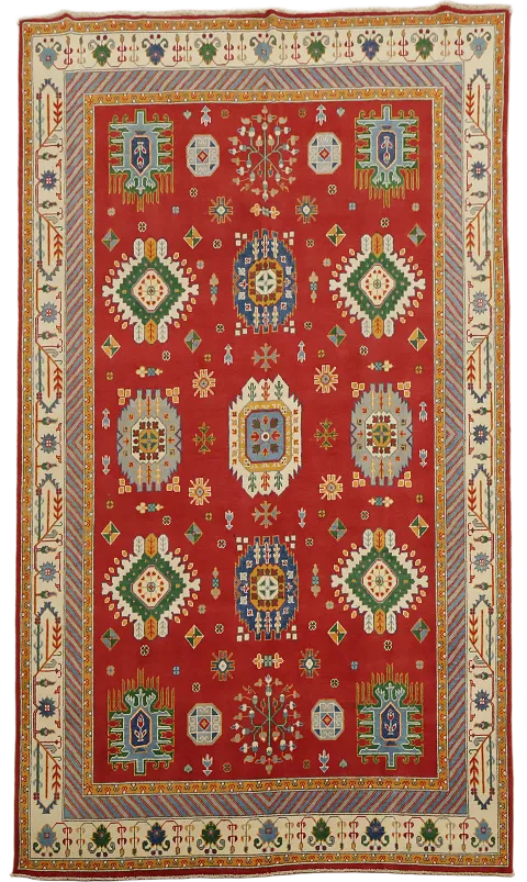 Geometric Kazak Oriental Area Rug 7x10