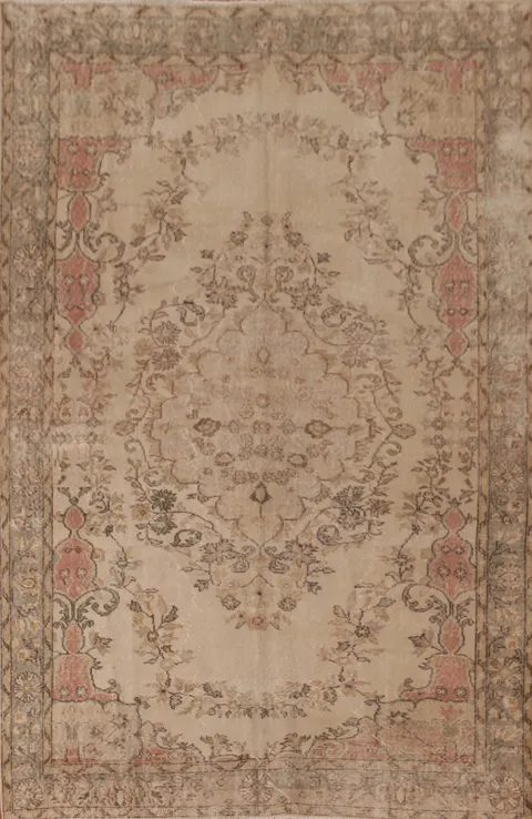 Distressed Anatolian Turkish Area Rug 6x10