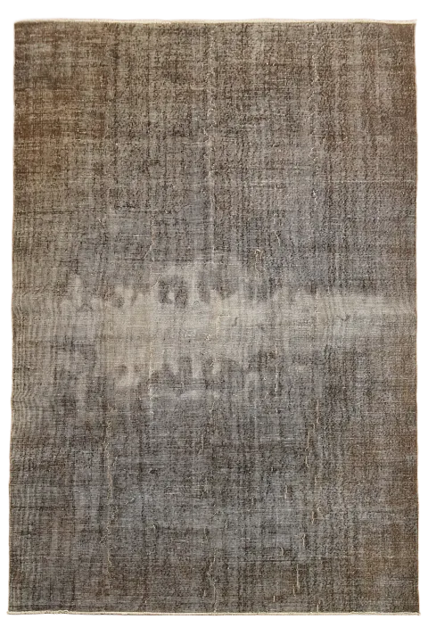 Taupe Hues Distressed Turkish Rug for Contemporary Decor 7x10 ft