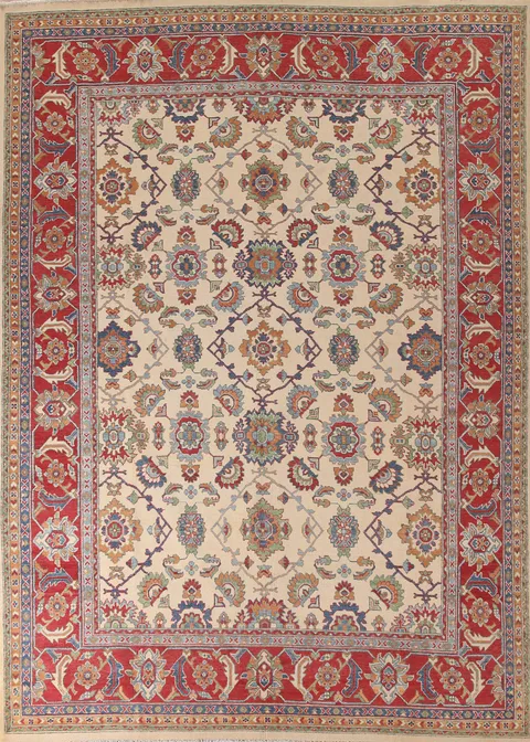 Handmade Ivory Kazak Living Room Area Rug 9x12