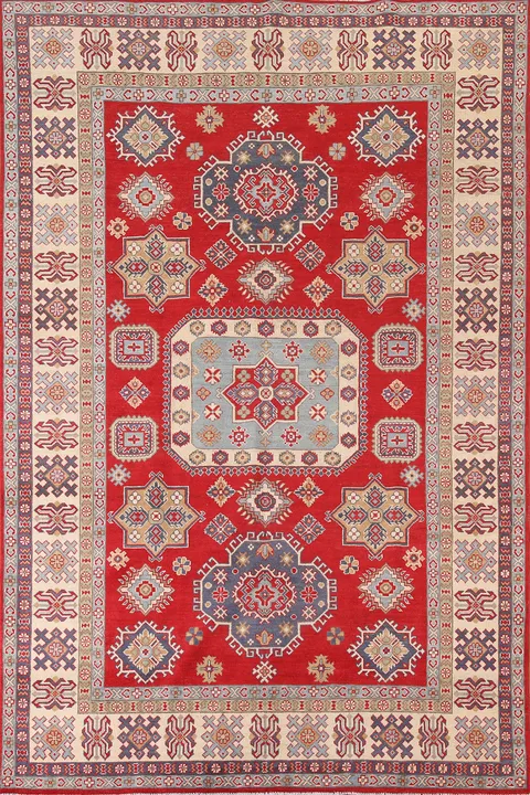 Handmade Wool Red Kazak Oriental Area Rug 7x10