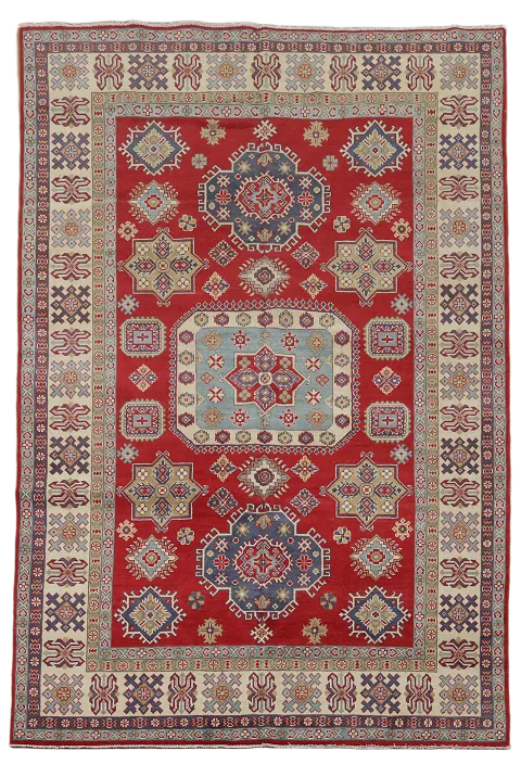 Handmade Wool Red Kazak Oriental Area Rug 7x10