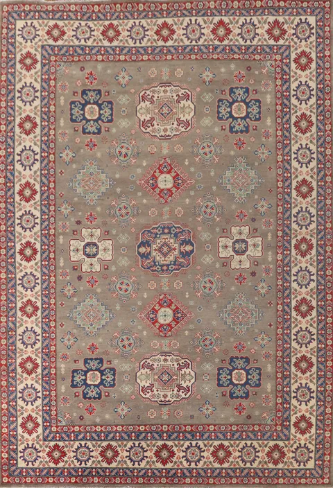 Geometric Wool Kazak Oriental Rug 10x13