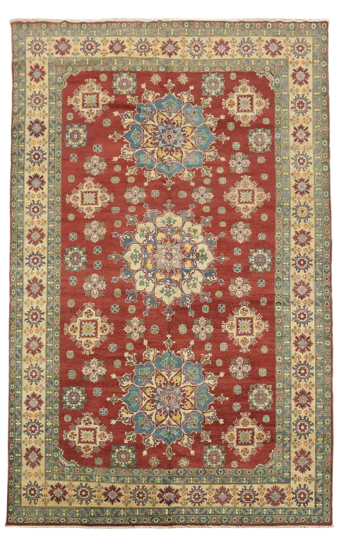 Traditional Red Kazak Pakistani Large Rug 10'x15'