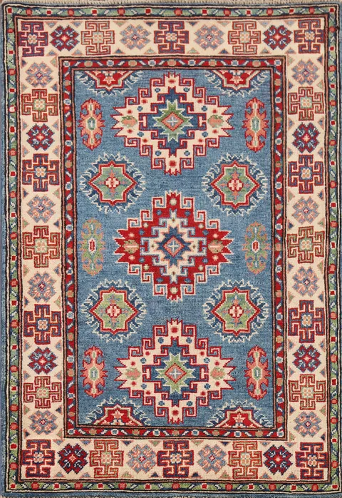 Blue Kazak Handmade Wool Rug 3x4