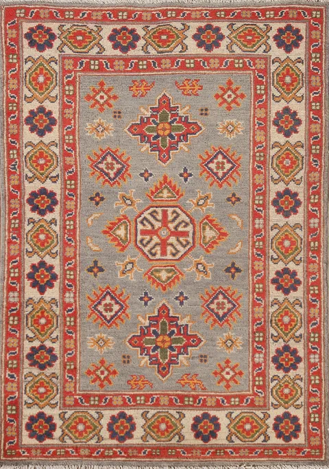 Geometric Kazak Oriental Accent Rug 3x4