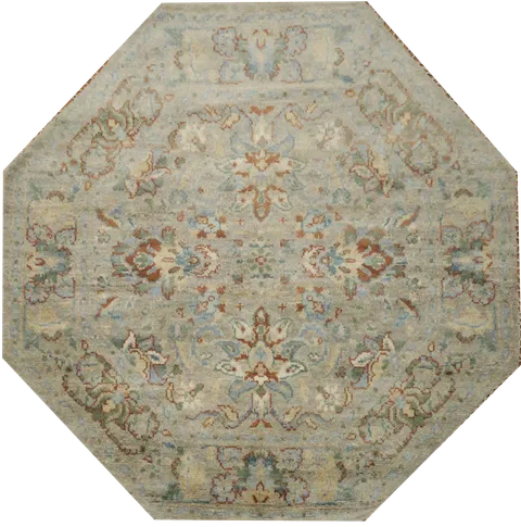 Octagonal Shape Ziegler Hand-Knotted Rug 6'x6'