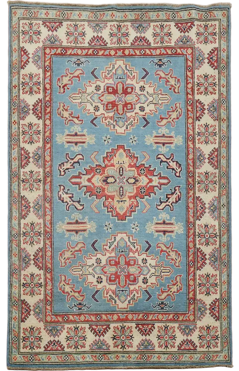 Light Blue Kazak Oriental Rug 4x6