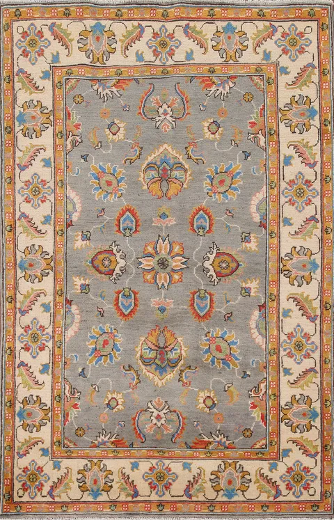 Handmade Gray Kazak Oriental Rug 4x6