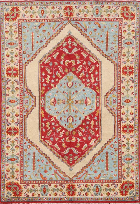 Handmade Wool Kazak Oriental Accent Rug 4x6