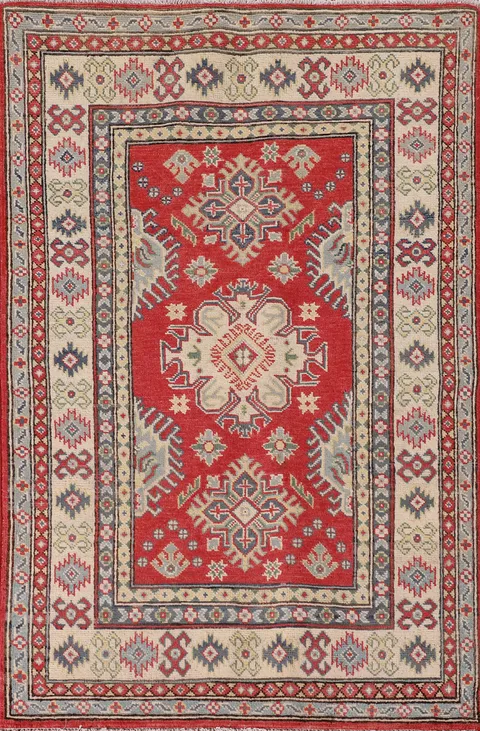 Handmade Red WoolKazak Oriental Rug 3x5