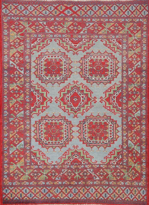 Geometric Kazak Oriental Rug 3x4