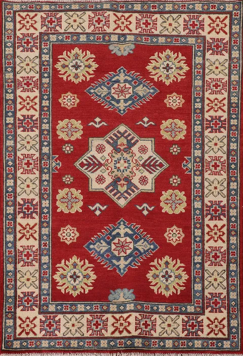 Handmade Red Kazak Oriental Rug 4x5