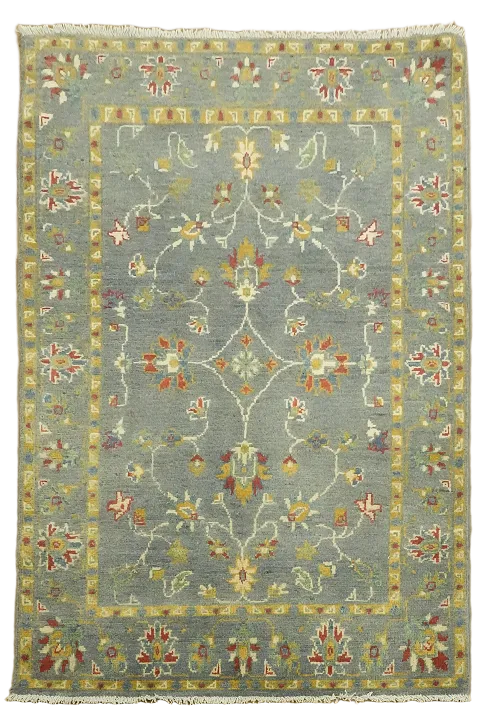 All-Over Gray Floral Kazak Oriental Rug 3x5