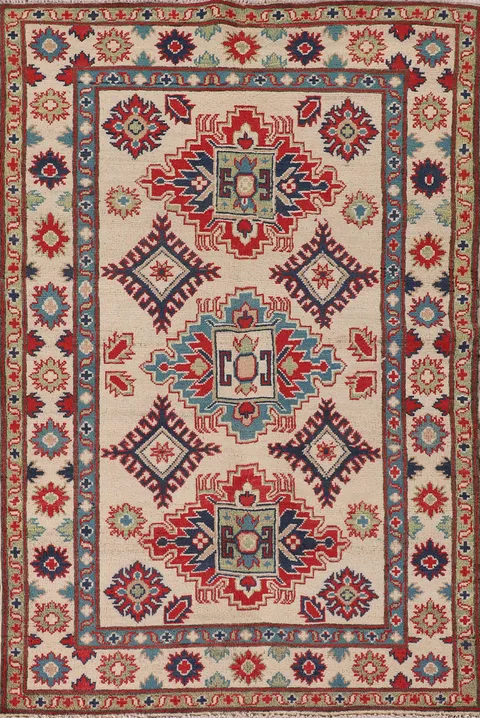 Handmade Wool Kazak Oriental Rug 4x5