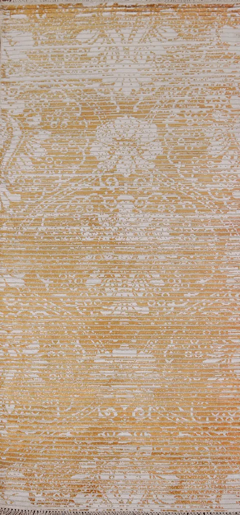 Gold Abstract Oriental Modern Rug 3x6