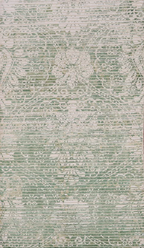 Ivory & Green Abstract Oriental Modern Rug 3x5