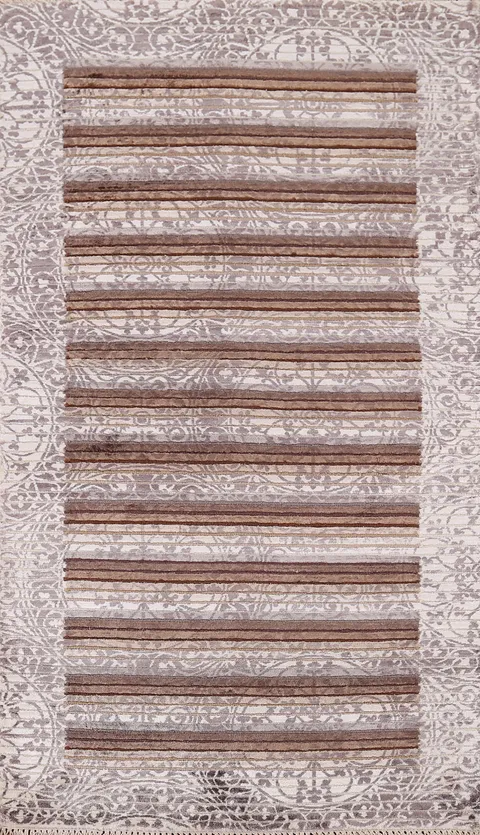 Striped Wool Abstract Oriental Rug 3x5
