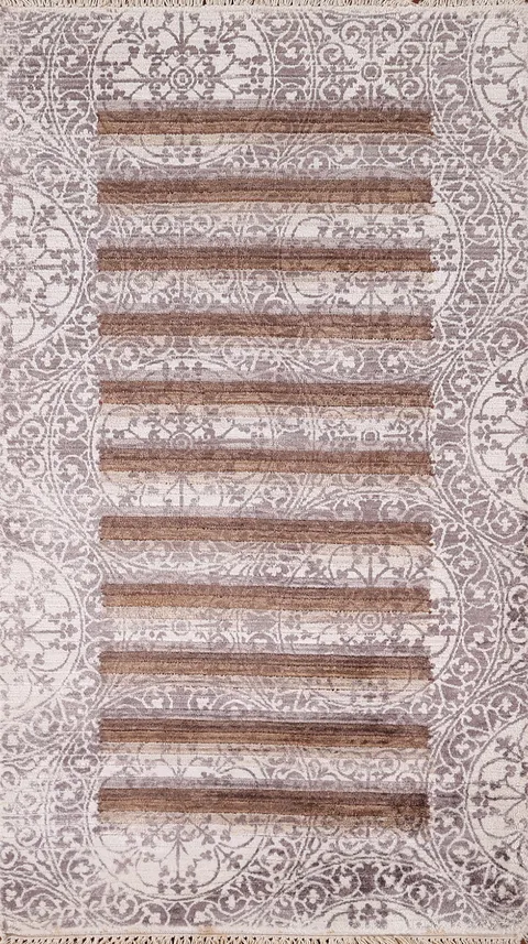 Handmade Striped Abstract Oriental Rug 3x5