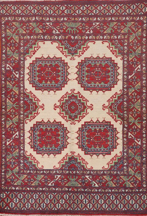 Geometric Wool Kazak Oriental Rug 3x5