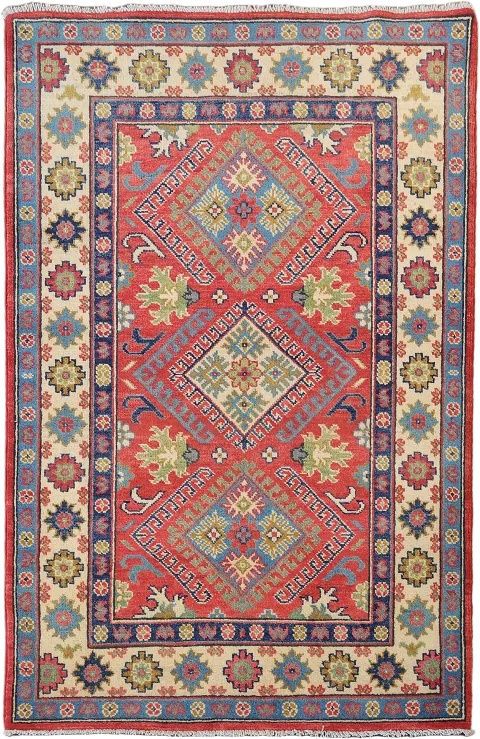Geometric Wool Kazak Oriental Accent Rug 3x5