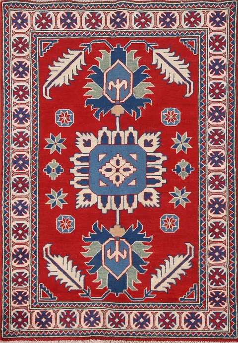 Geometric Red Kazak Oriental Rug 3x5