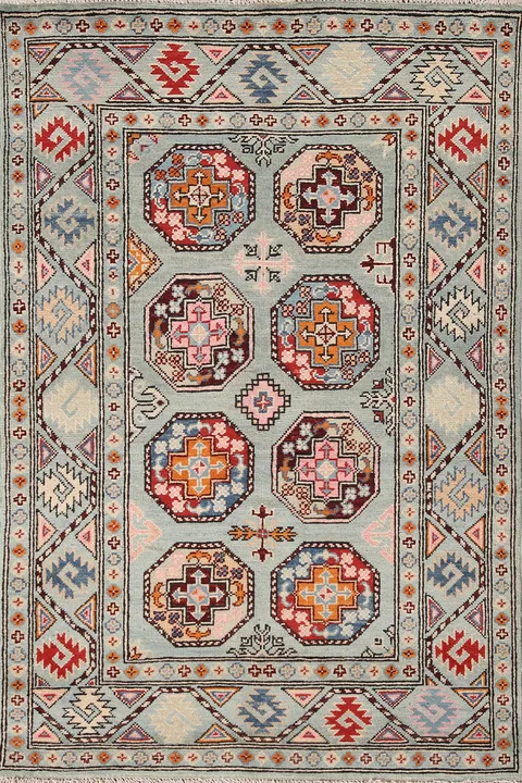 Geometric Wool Kazak Oriental Accent Rug 3x5