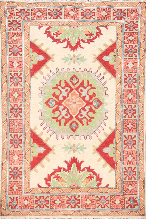 Geometric Wool Kazak Oriental Rug 3x5