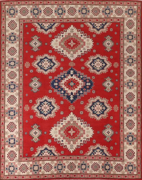Geometric Red Kazak Oriental Area Rug 8x10
