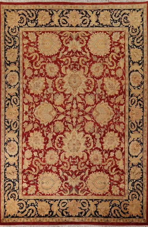 Handmade Red Floral Agra Indian Area Rug 9x12