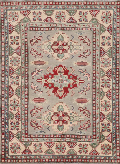 Geometric Wool Kazak Oriental Accent Rug 5x7