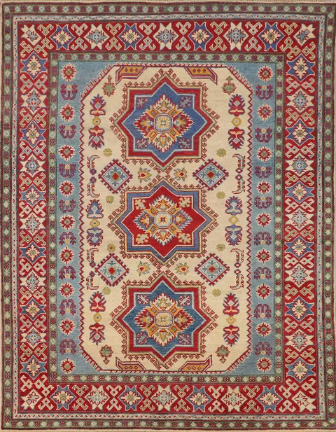 Geometric Wool Kazak Oriental Rug 5x6
