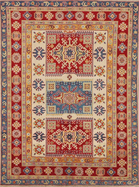 Geometric Kazak Oriental Accent Rug 5x6