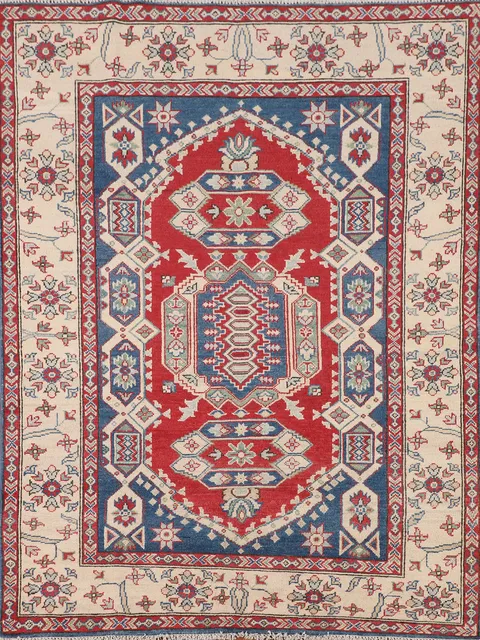 Handmade Wool Kazak Oriental Rug 5x7