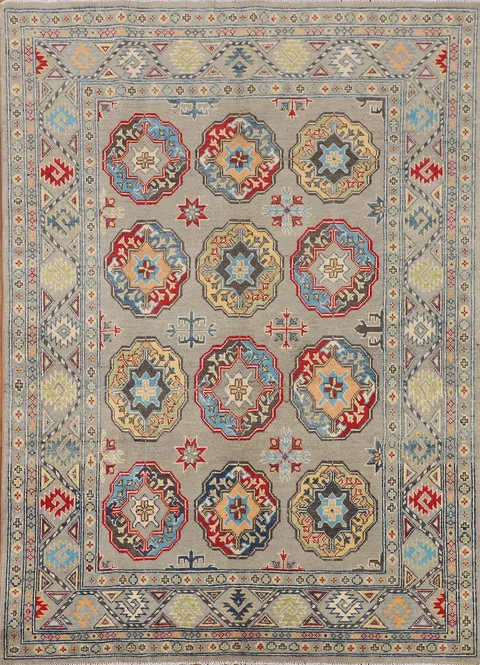 Geometric Wool Kazak Oriental Rug 5x7