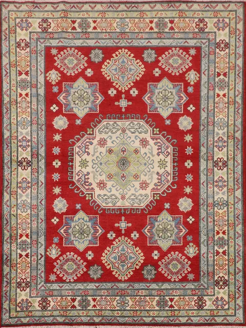 Handmade Red Wool Kazak Oriental Rug 5x7