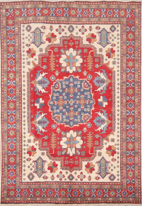 Handmade Wool Kazak Oriental Rug 5x7