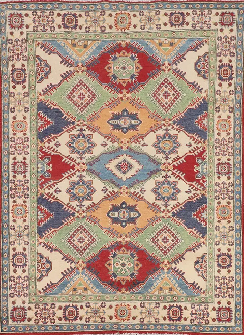 Geometric Wool Kazak Oriental Rug 5x7