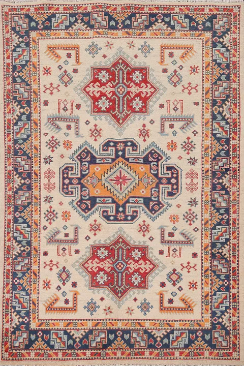 Handmade Wool Kazak Oriental Rug 4x6