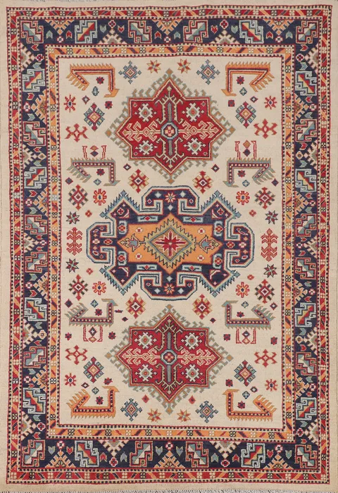 Handmade Wool Kazak Oriental Rug 4x6