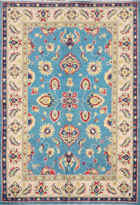 Light Blue Kazak Oriental Accent Rug 3x5