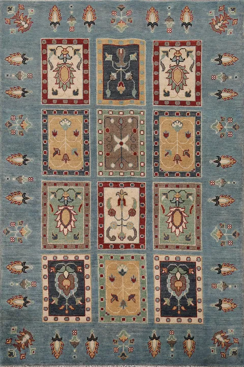 Garden Design Blue Kazak Oriental Rug 4x6
