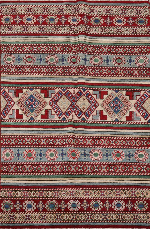 Handmade Wool Kazak Oriental Rug 4x6
