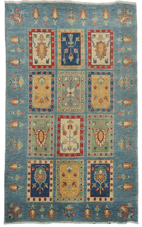Garden Design Blue Kazak Oriental Rug 4x6