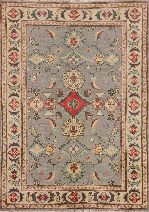 Handmade Gray Kazak Oriental Rug 4x6