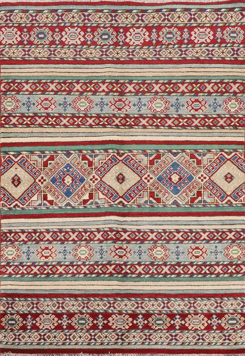 Handmade Wool Kazak Oriental Rug 4x6