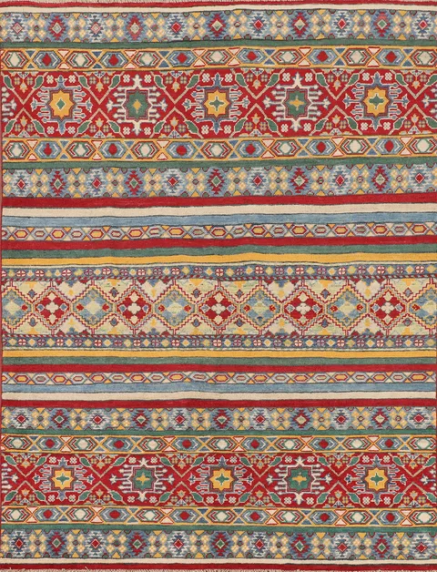 Handmade Wool Kazak Oriental Rug 5x7