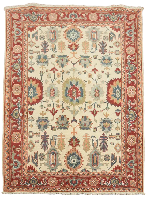 Elegant Persian Style Kazak Ivory Rug with Intricate Vintage Patterns 5'x7'